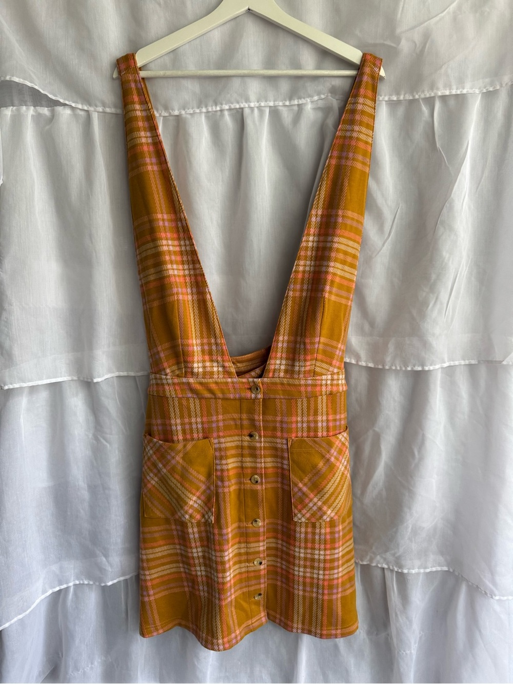 Modcloth Plaid Making the Grade Jumper Overall Dress